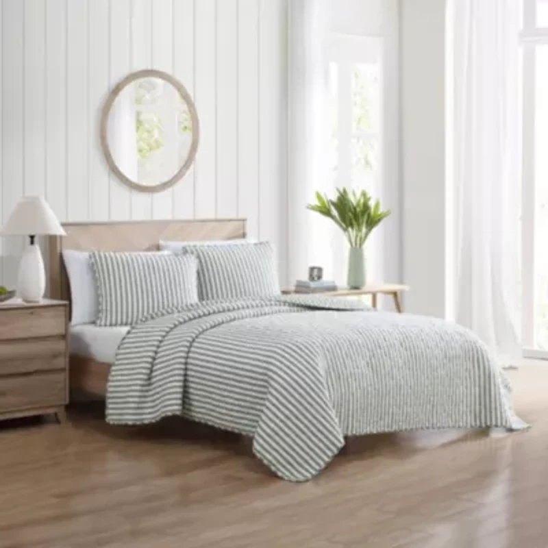 Willow Way Ticking Stripe Cotton Quilt Set