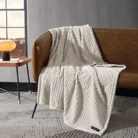 KCNY  Textured Solid Microfiber Throw Blanket
