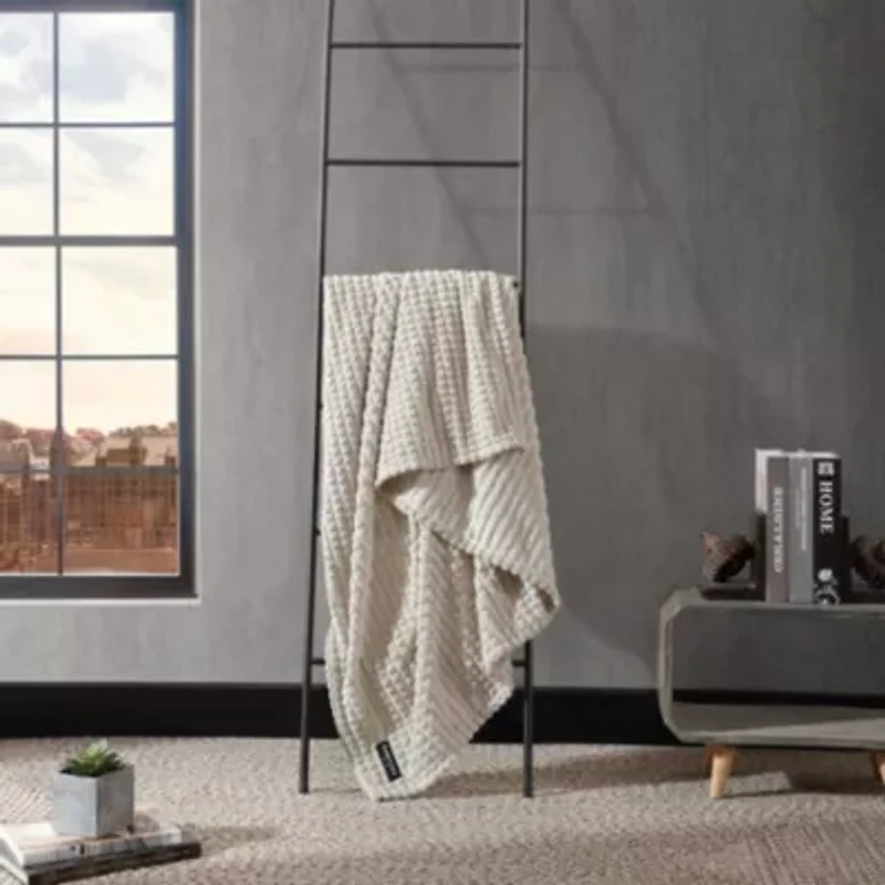 KCNY  Textured Solid Microfiber Throw Blanket