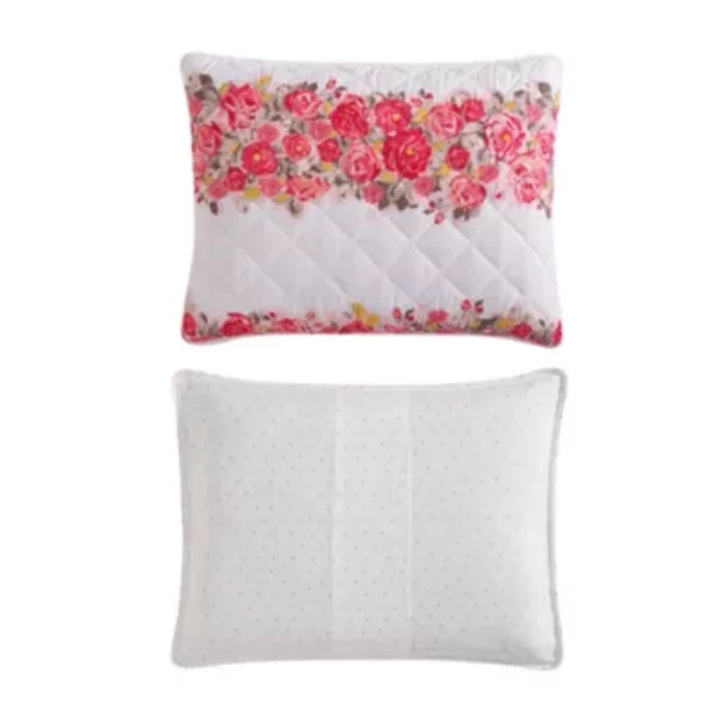 Banded Floral Microfiber Quilt-Sham Set