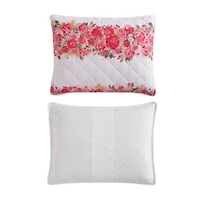 Banded Floral Microfiber Quilt-Sham Set