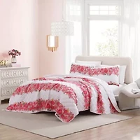 Banded Floral Microfiber Quilt-Sham Set