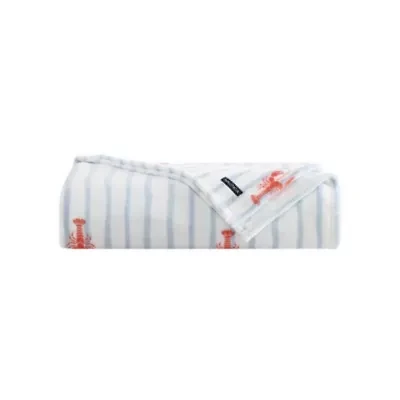 Lobster Watercolor Stripes Microfiber Blanket