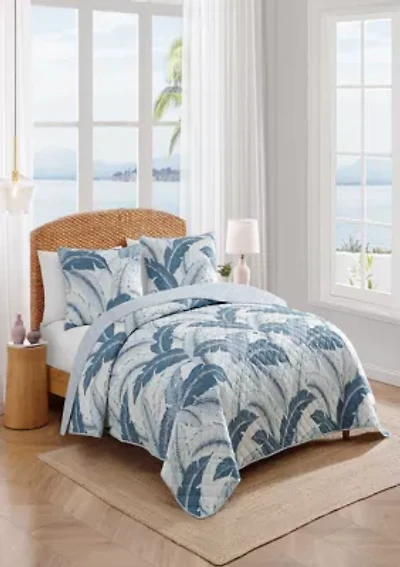 Vintage Raffia Palms Cotton Quilt Set