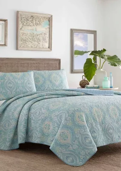 Turtle Cove 3-Piece Paisley Cotton Quilt Set