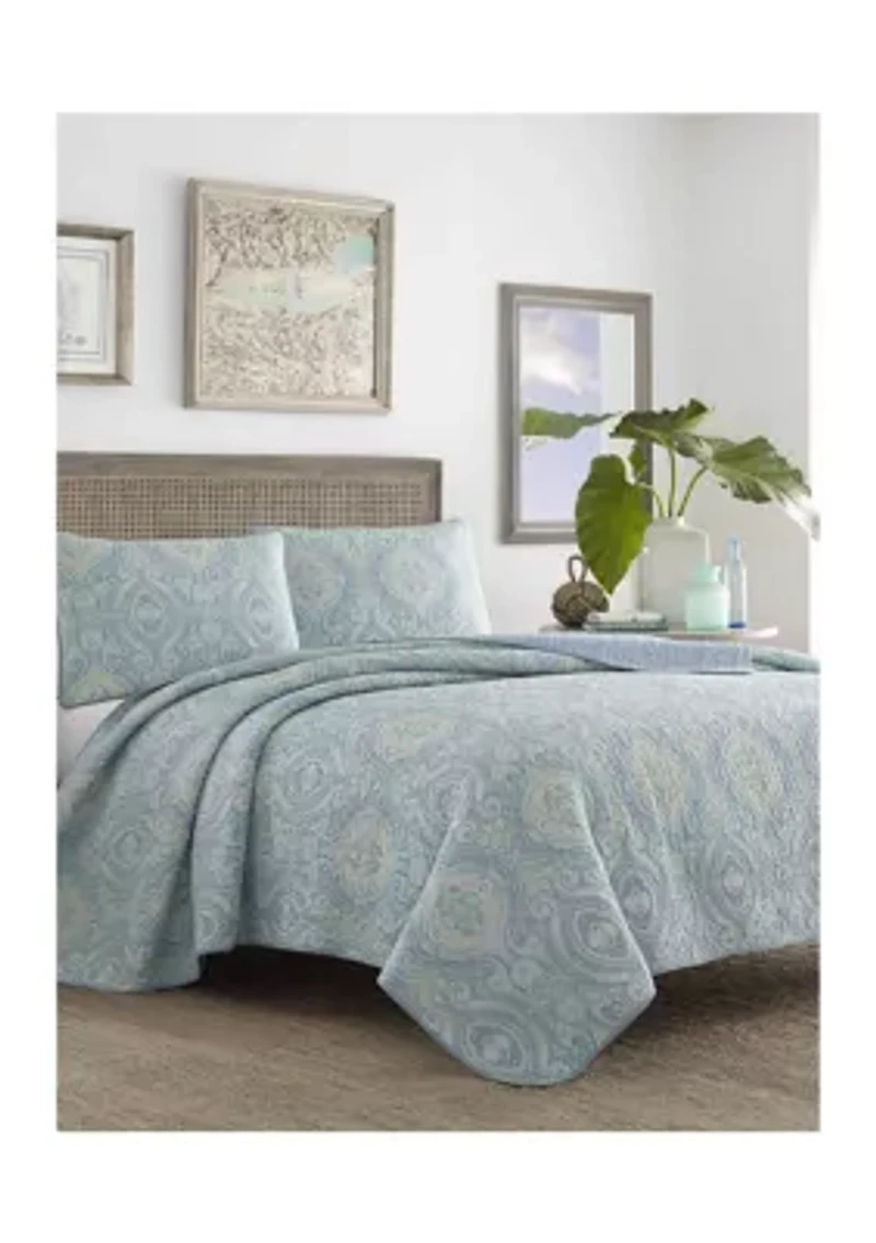 Turtle Cove 3-Piece Paisley Cotton Quilt Set