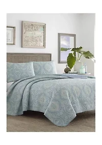 Turtle Cove 3-Piece Paisley Cotton Quilt Set