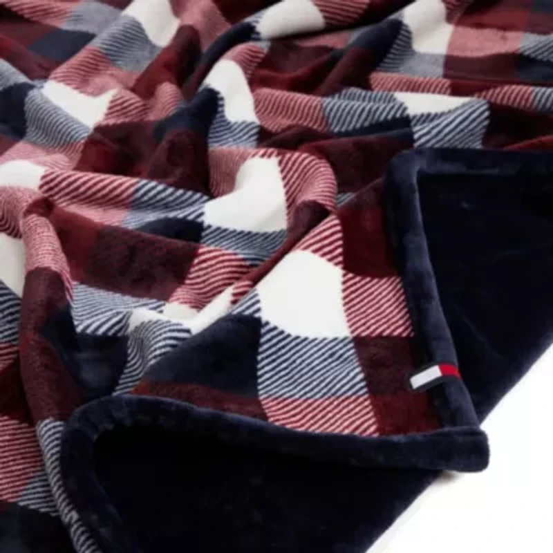 Derby Plaid Microfiber Throw Open Stock