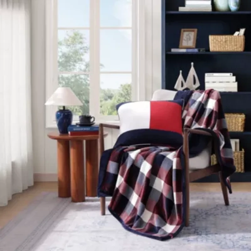 Derby Plaid Microfiber Throw Open Stock