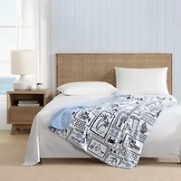 Beach Collage Reversible Pinstriped Microfiber Throw