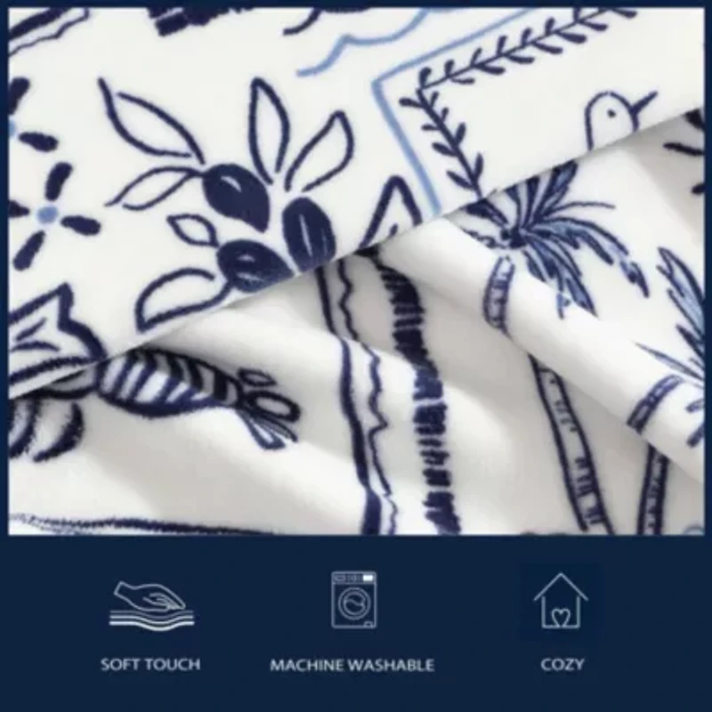 Beach Collage Reversible Pinstriped Microfiber Throw