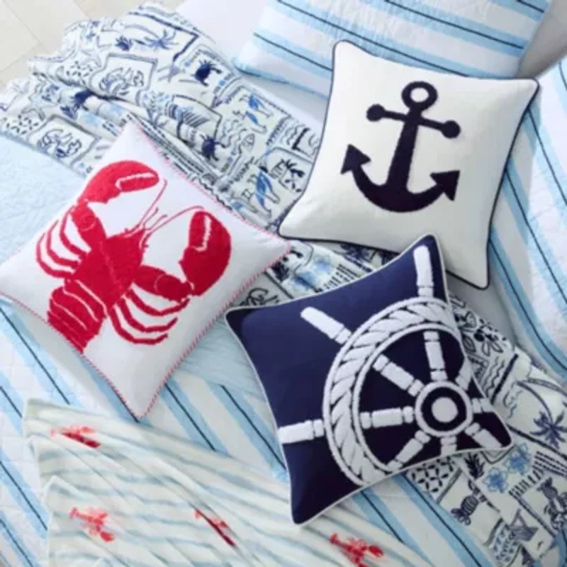 Ships Wheel Cotton Decorative Pillow