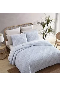 Distressed Water Leaves 3-Piece Quilt Set