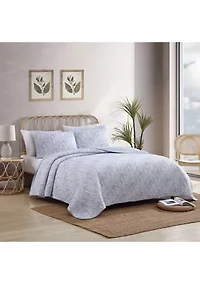 Distressed Water Leaves 3-Piece Quilt Set