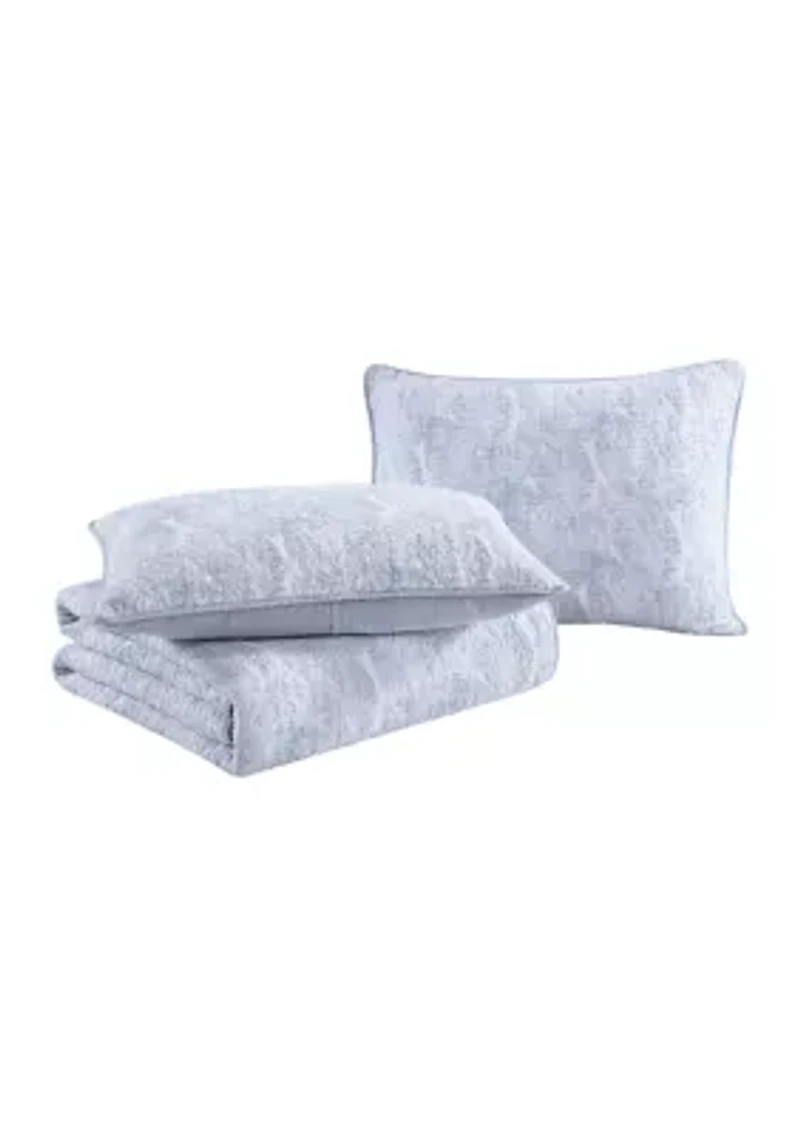 Distressed Water Leaves 3-Piece Quilt Set