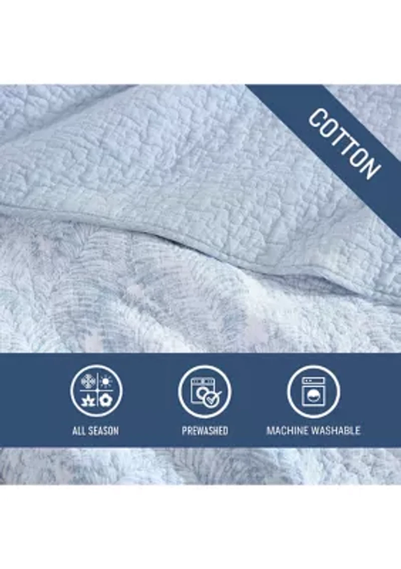 Distressed Water Leaves 3-Piece Quilt Set