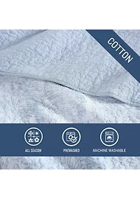Distressed Water Leaves 3-Piece Quilt Set