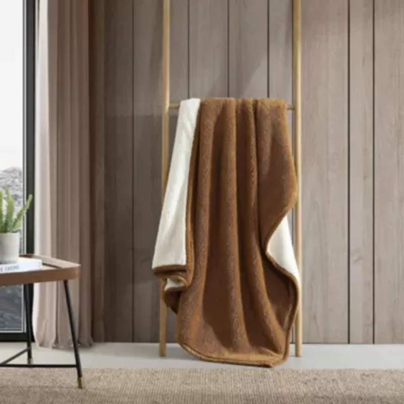 Eb Solid Bi Colored Microfiber Throw Blanket