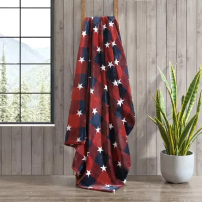 Americana Plaid Microfiber Throw Blanket
