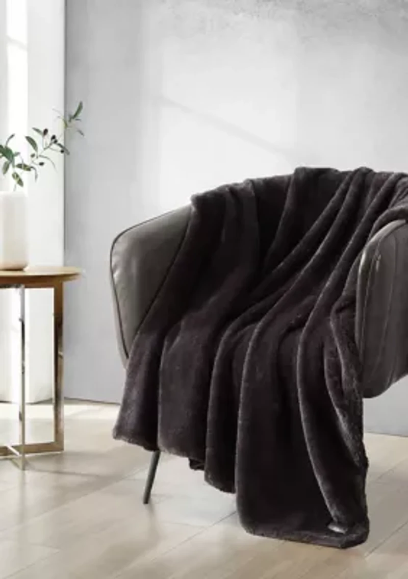 Kcr Faux Fur Solid Microfiber Throw Blanket