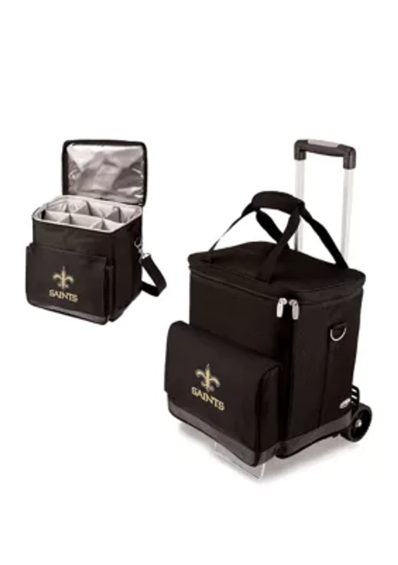 NFL New Orleans Saints Cellar 6-Bottle Wine Carrier & Cooler Tote with Trolley