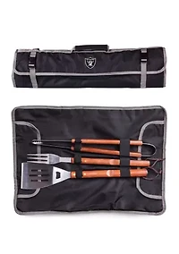 NFL Oakland Raiders 3 Piece BBQ Tote & Grill Set