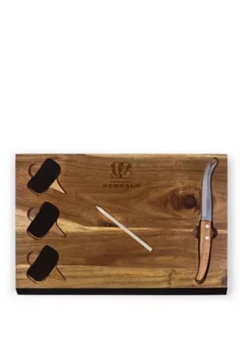 NFL Cincinnati Bengals Delio Acacia Cheese Cutting Board & Tools Set