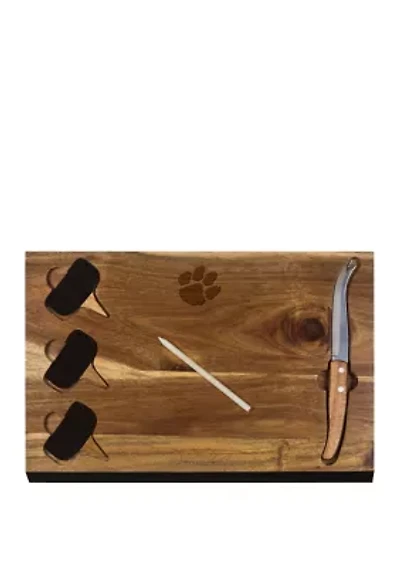 NCAA Clemson Tigers Delio Acacia Cheese Cutting Board and Tools Set