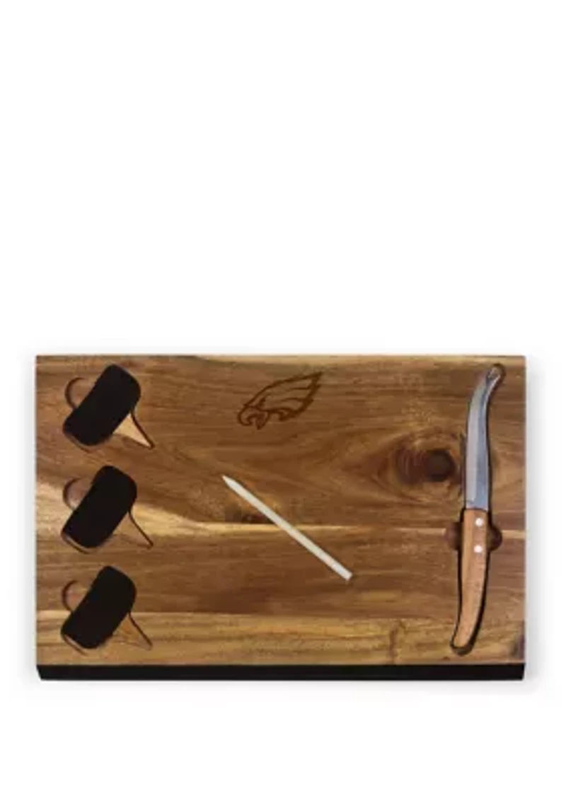 NFL Philadelphia Eagles Delio Acacia Cheese Cutting Board & Tools Set