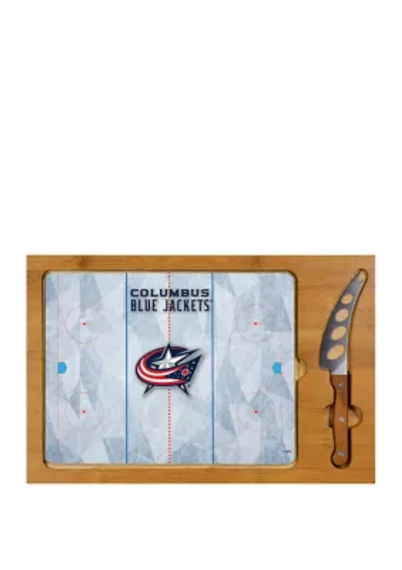 NHL Columbus Blue Jackets Icon Glass Top Cutting Board & Knife Set