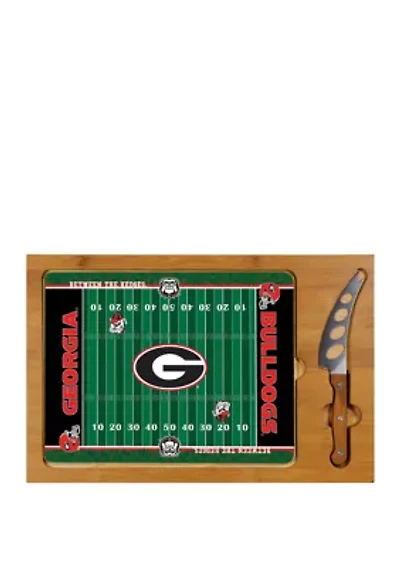 NCAA Georgia Bulldogs Icon Glass Top Cutting Board & Knife Set