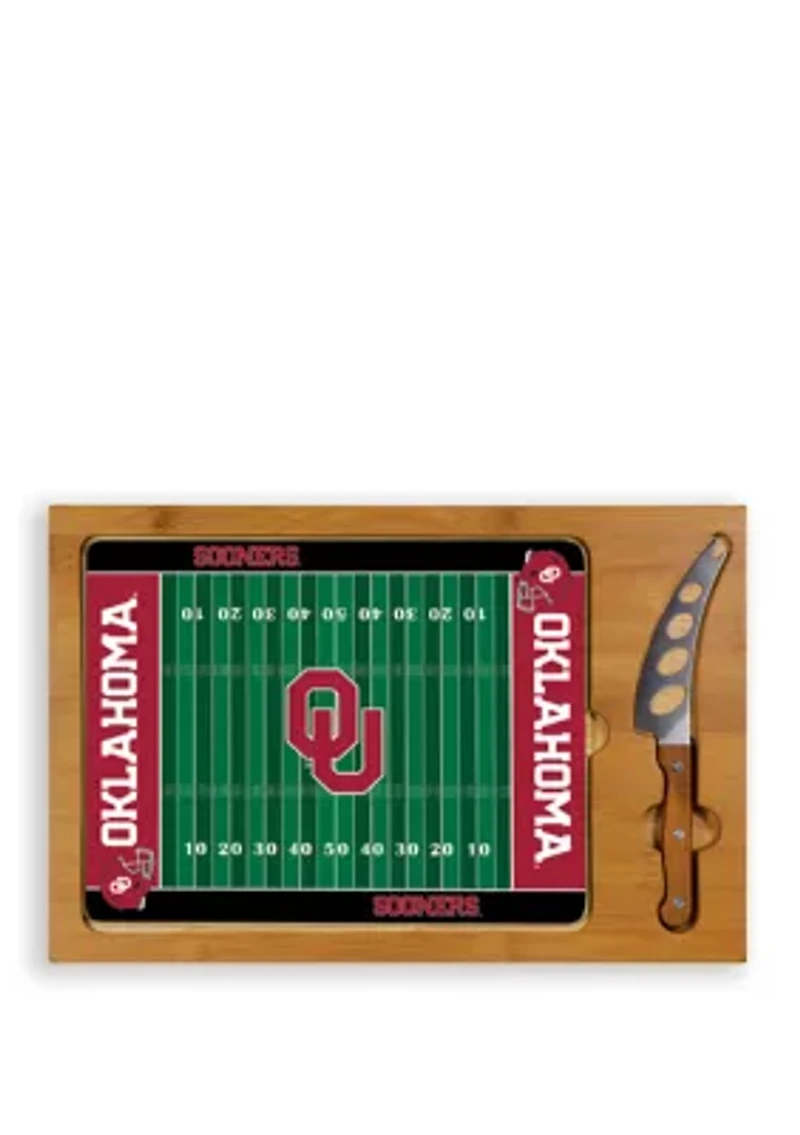 NCAA Oklahoma Sooners Icon Glass Top Cutting Board & Knife Set