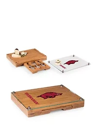 NCAA Arkansas Razorbacks Concerto Glass Top Cheese Cutting Board & Tools Set