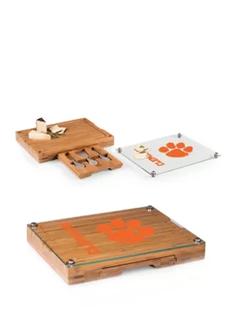 NCAA Clemson Tigers Concerto Glass Top Cheese Cutting Board & Tools Set