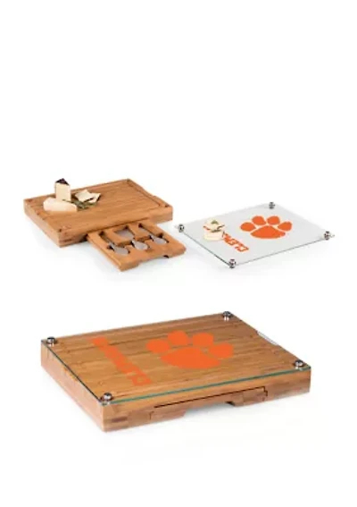 NCAA Clemson Tigers Concerto Glass Top Cheese Cutting Board & Tools Set
