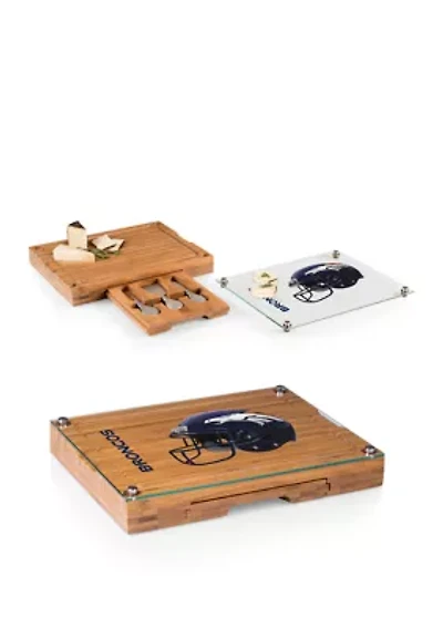 NFL Denver Broncos Concerto Glass Top Cheese Cutting Board & Tools Set