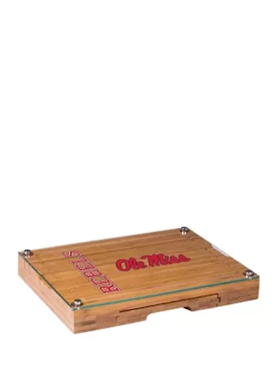 NCAA Ole Miss Rebels Concerto Glass Top Cheese Cutting Board & Tools Set