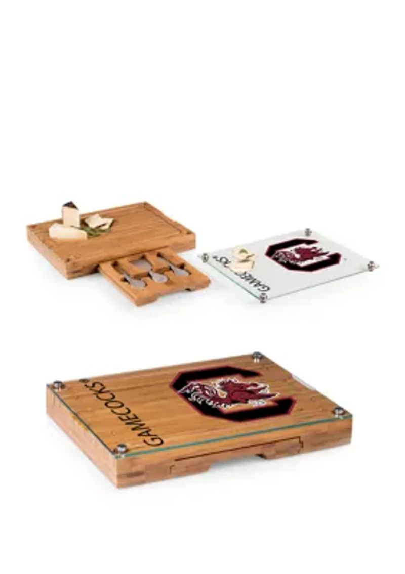NCAA  South Carolina Gamecocks Concerto Glass Top Cheese Cutting Board & Tools Set