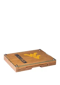 NCAA West Virginia Mountaineers Concerto Glass Top Cheese Cutting Board & Tools Set