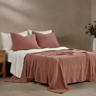 HiEnd Accents 100% Cotton Voile Muslin Gauze Soft and Lightweight 3 Piece Blanket Set