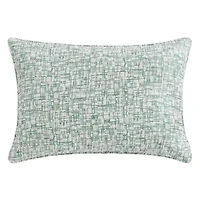HiEnd Accents Keziah Green Textured Pattern Chenille Jacquard Modern Contemporary Style Dutch Euro Pillow, 27 x 39 inch