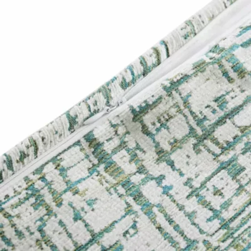 HiEnd Accents Keziah Green Textured Pattern Chenille Jacquard Modern Contemporary Style Dutch Euro Pillow, 27 x 39 inch