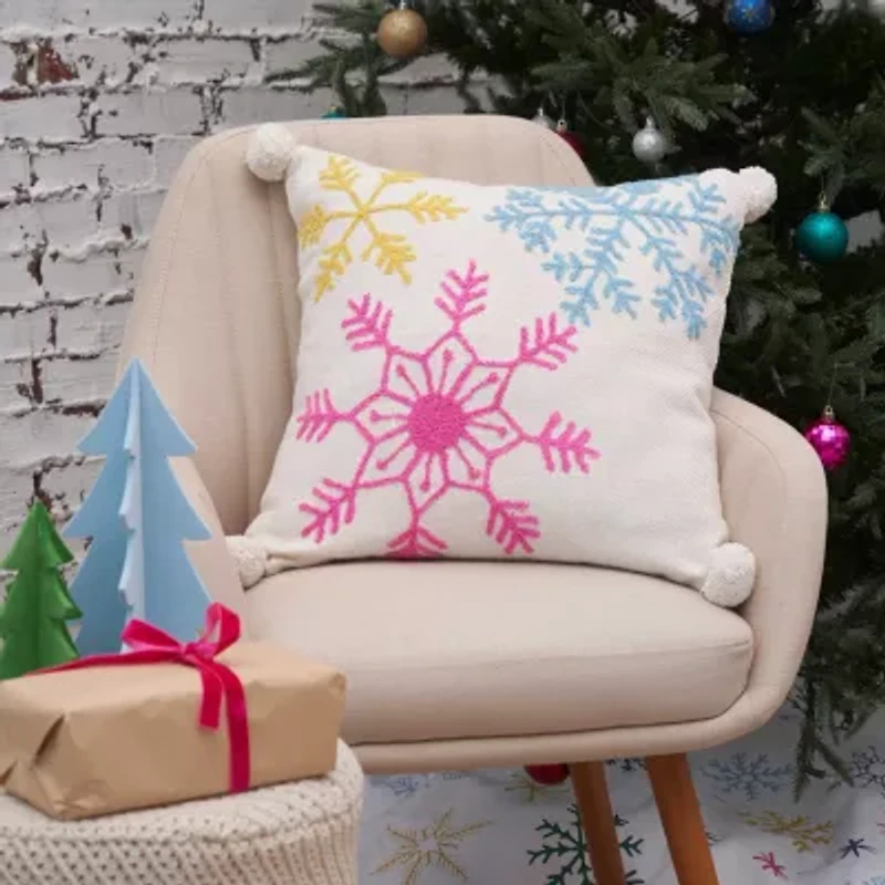 20" x 20" Boho Christmas Throw Pillow