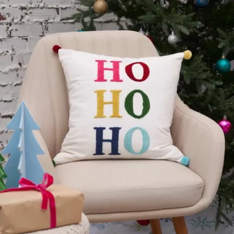 18" x 18" Boho HoHoHo Throw Pillow