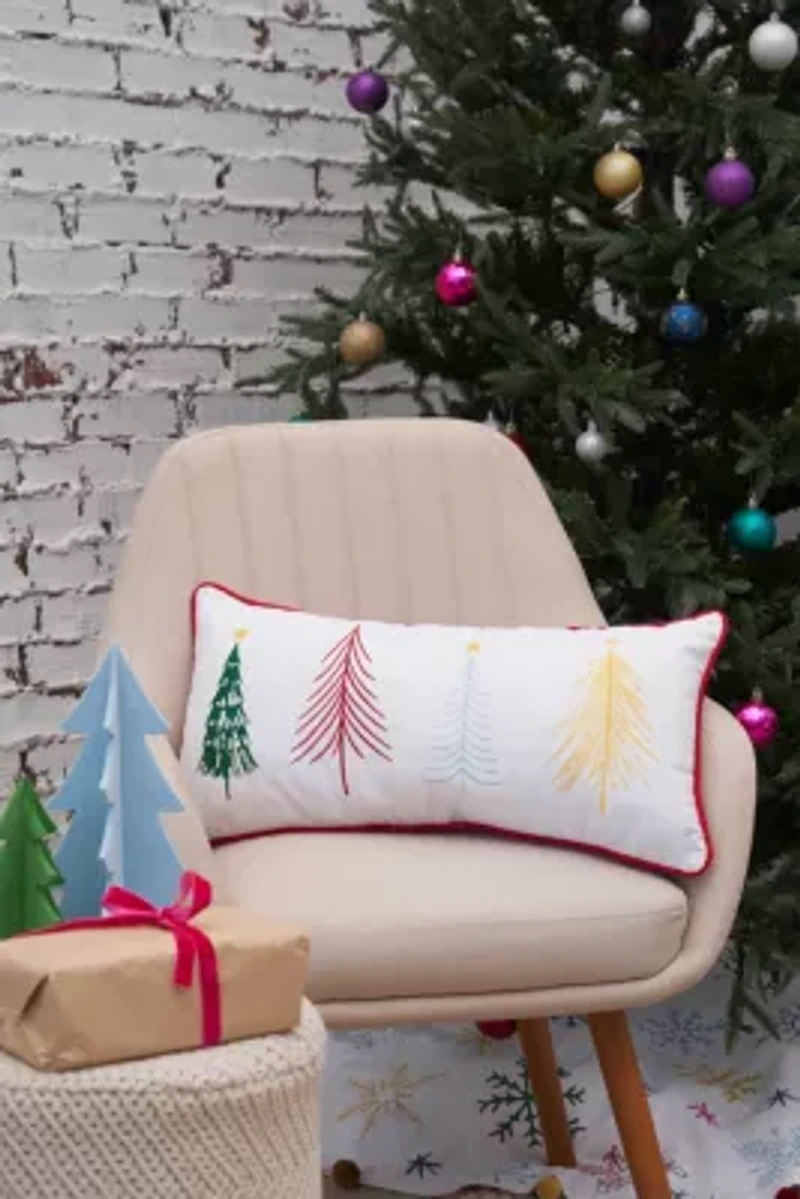 24" x 12" Colorful Trees Throw Pillow