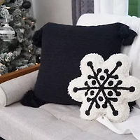 18" x 17" Onyx Snowflake Shaped Throw Pillow