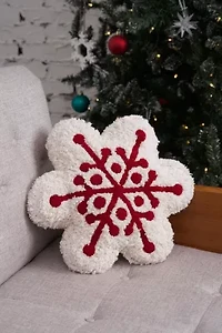 18" x 17" Scarlett Snowflake Shaped Throw Pillow