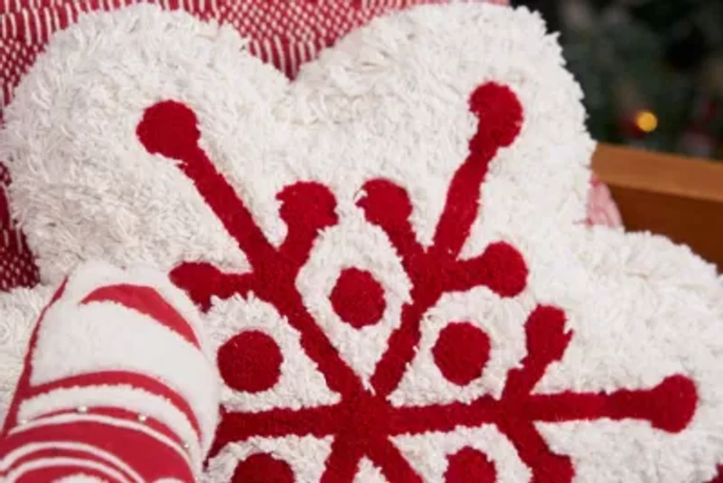 18" x 17" Scarlett Snowflake Shaped Throw Pillow