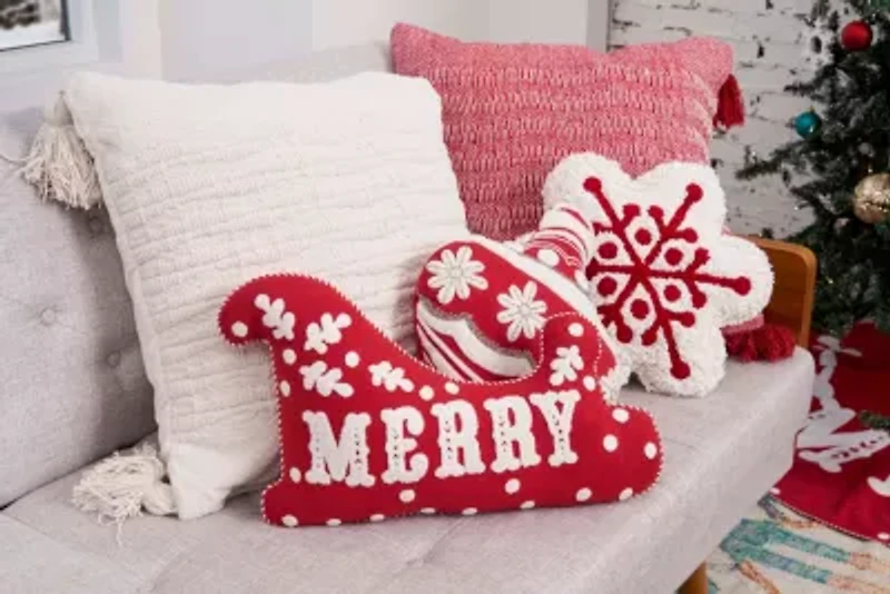 18" x 17" Scarlett Snowflake Shaped Throw Pillow