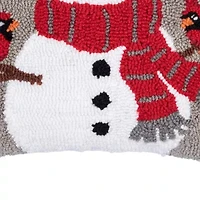 16" x 16" Snowman & Cardinals Hooked Throw Pillow